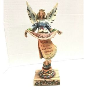 Angel Hallelujah Figurine Luke 2:10 Looks‎ Like Carved Wood Resin